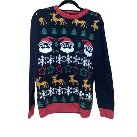 Ugly‎ Christimas Sweater Women's Size Medium Santa Reindeer Holiday Party - Picture 1 of 4